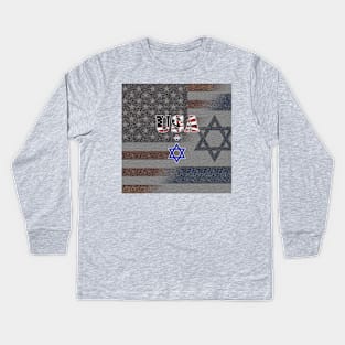 USA + Israel on Stylized, Blended Flag Background Kids Long Sleeve T-Shirt